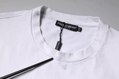 Dolce &amp; Gabbana – Weißes Baumwoll-T-Shirt mit Rundhalsausschnitt und Logo-Print