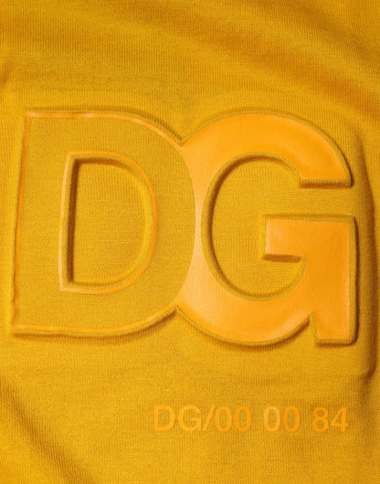 Dolce &amp; Gabbana – Senfgelbes T-Shirt mit Rundhalsausschnitt und geprägtem Logo