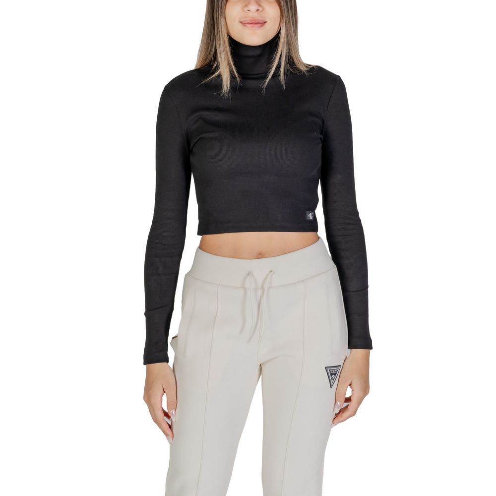 Calvin Klein Jeans – Schwarzes Langarmshirt aus Baumwolle