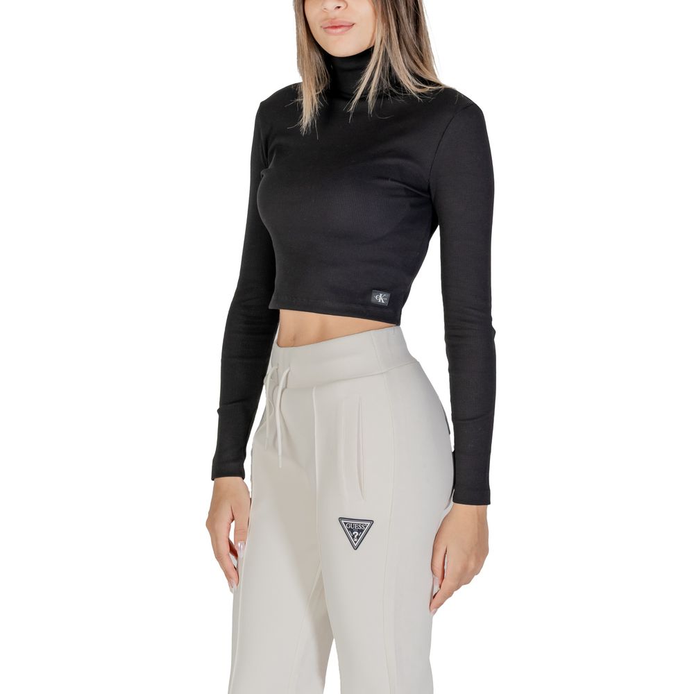 Calvin Klein Jeans – Schwarzes Langarmshirt aus Baumwolle