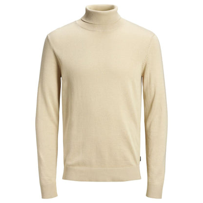 Jack Jones Beigefarbener Rollkragenpullover aus Baumwolle