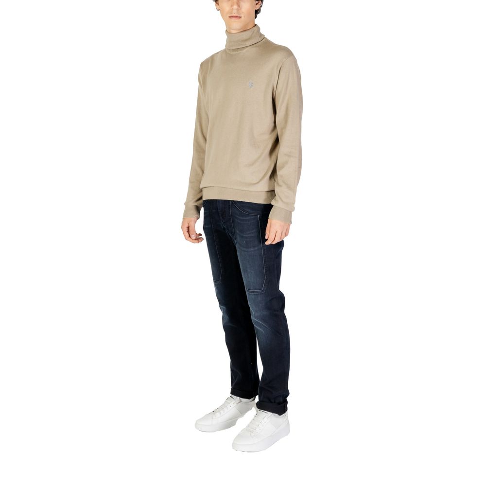 US POLO ASSN. Beigefarbener Rollkragenpullover aus Baumwolle