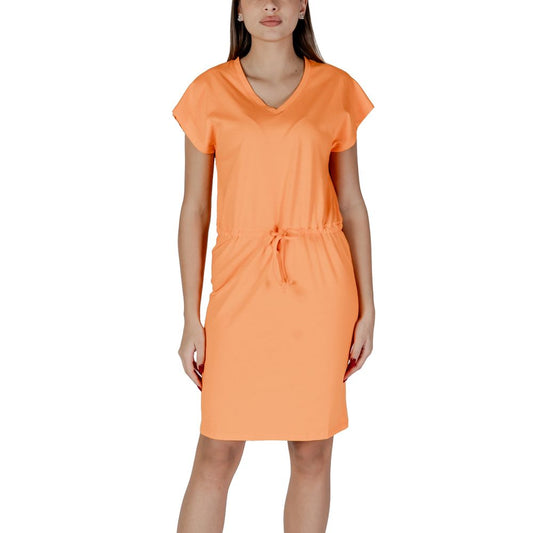 B.Young – Orangefarbenes Midikleid aus Baumwolle