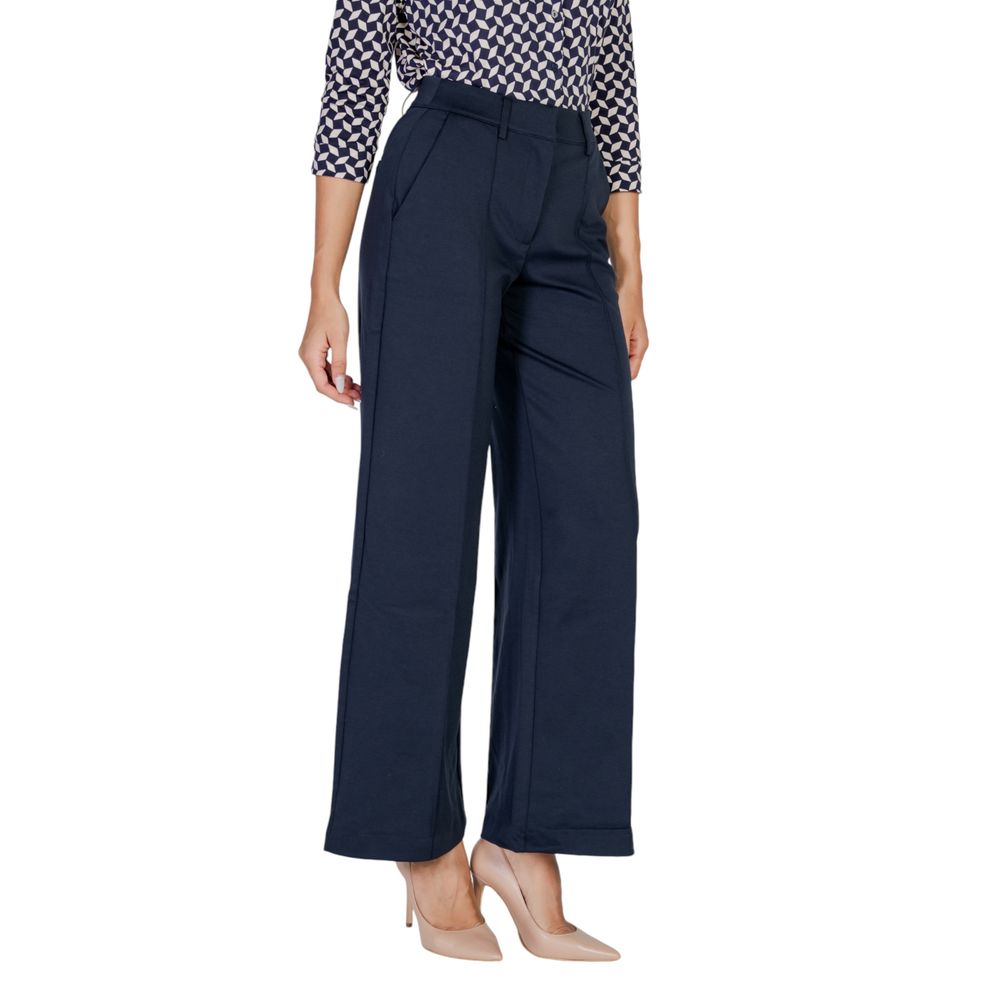 ICHI Blue Polyester Casual Pants