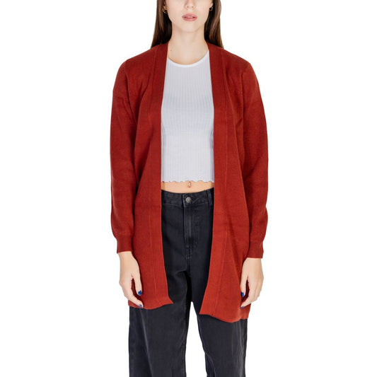 Vero Moda – Rote Viskose-Strickjacke