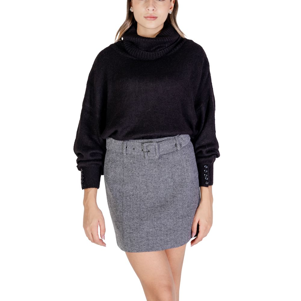 ICHI – Rollkragenpullover aus schwarzem Marabu