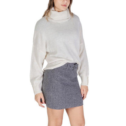 ICHI Rollkragenpullover in Cremefarben mit Marabu-Muster