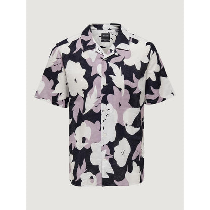 Only &amp; Sons – Lilafarbenes Kurzarmhemd aus Leinen