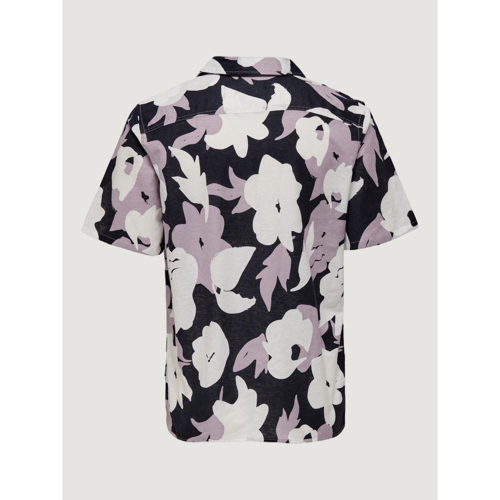Only &amp; Sons – Lilafarbenes Kurzarmhemd aus Leinen