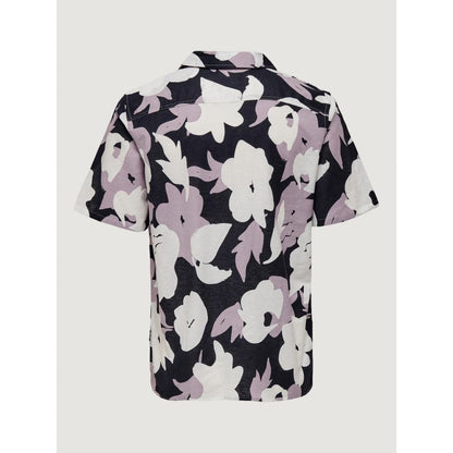 Only &amp; Sons – Lilafarbenes Kurzarmhemd aus Leinen