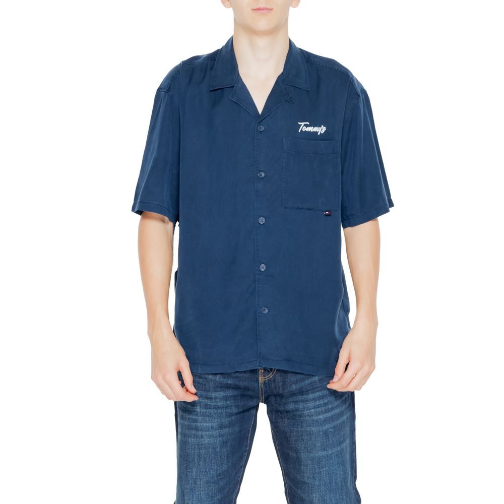 Tommy Hilfiger Jeans – Blaues Lyocell-Kurzarmshirt
