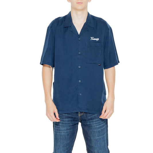 Tommy Hilfiger Jeans – Blaues Lyocell-Kurzarmshirt