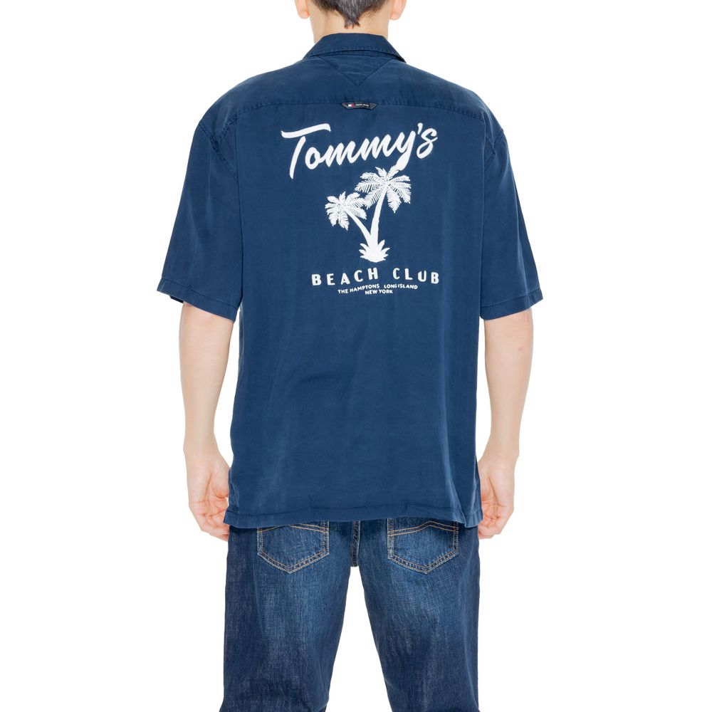 Tommy Hilfiger Jeans – Blaues Lyocell-Kurzarmshirt