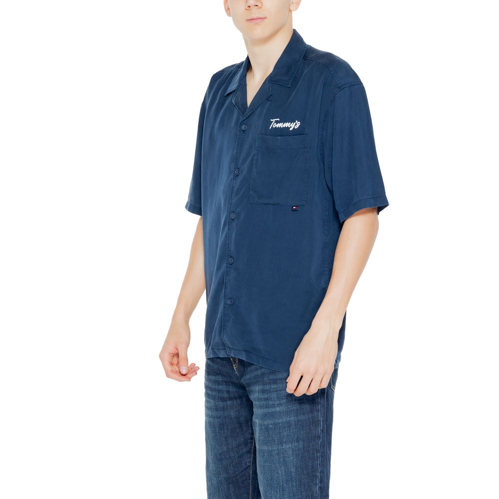 Tommy Hilfiger Jeans – Blaues Lyocell-Kurzarmshirt