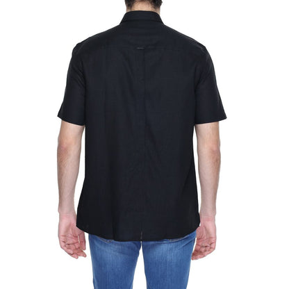 Antony Morato Schwarzes Leinen-Kurzarmshirt