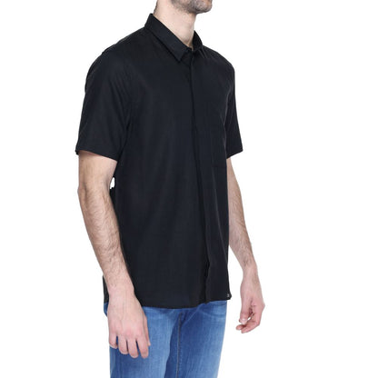 Antony Morato Schwarzes Leinen-Kurzarmshirt