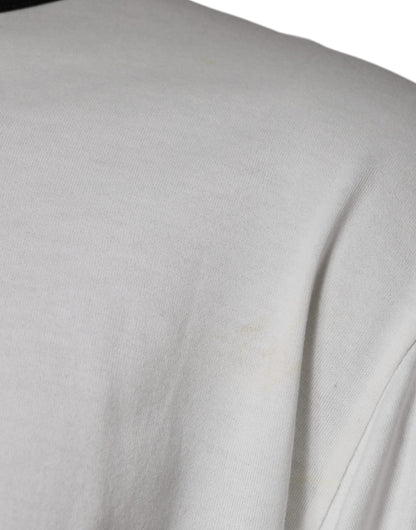 Dolce &amp; Gabbana Weißes Camouflage-T-Shirt aus Baumwolle mit Rundhalsausschnitt