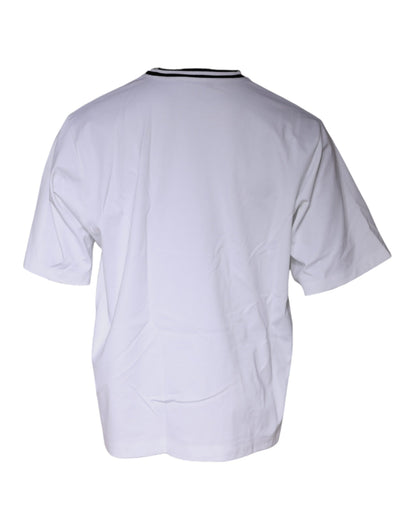 Dolce &amp; Gabbana – Weißes T-Shirt mit Rundhalsausschnitt und Logo-Print