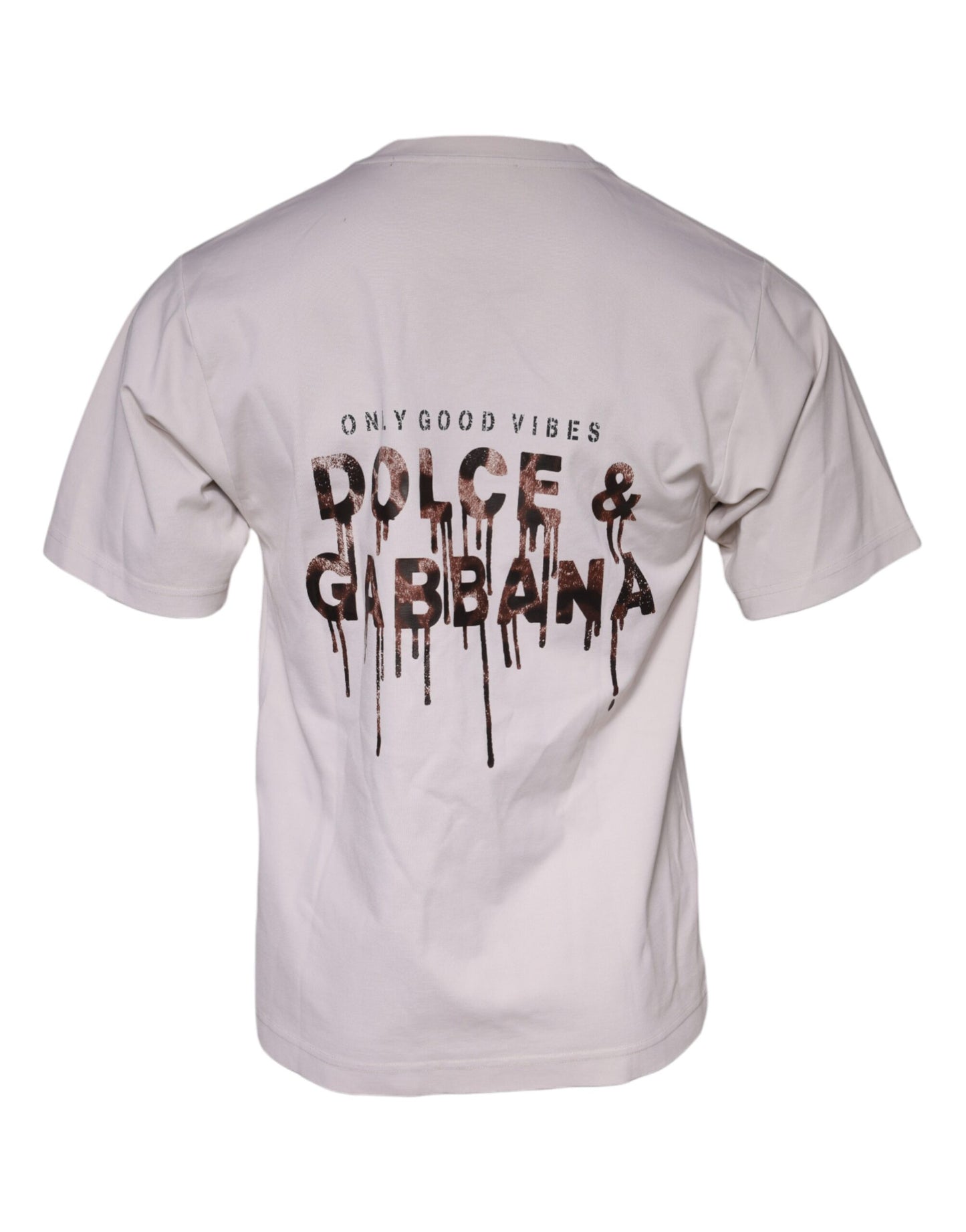 Dolce &amp; Gabbana Beiges T-Shirt aus Baumwollmischung mit Rundhalsausschnitt und Logo