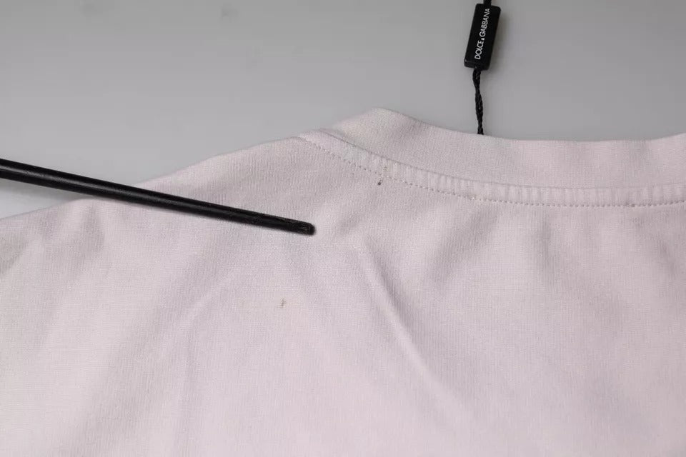 Dolce &amp; Gabbana Beiges T-Shirt aus Baumwollmischung mit Rundhalsausschnitt und Logo