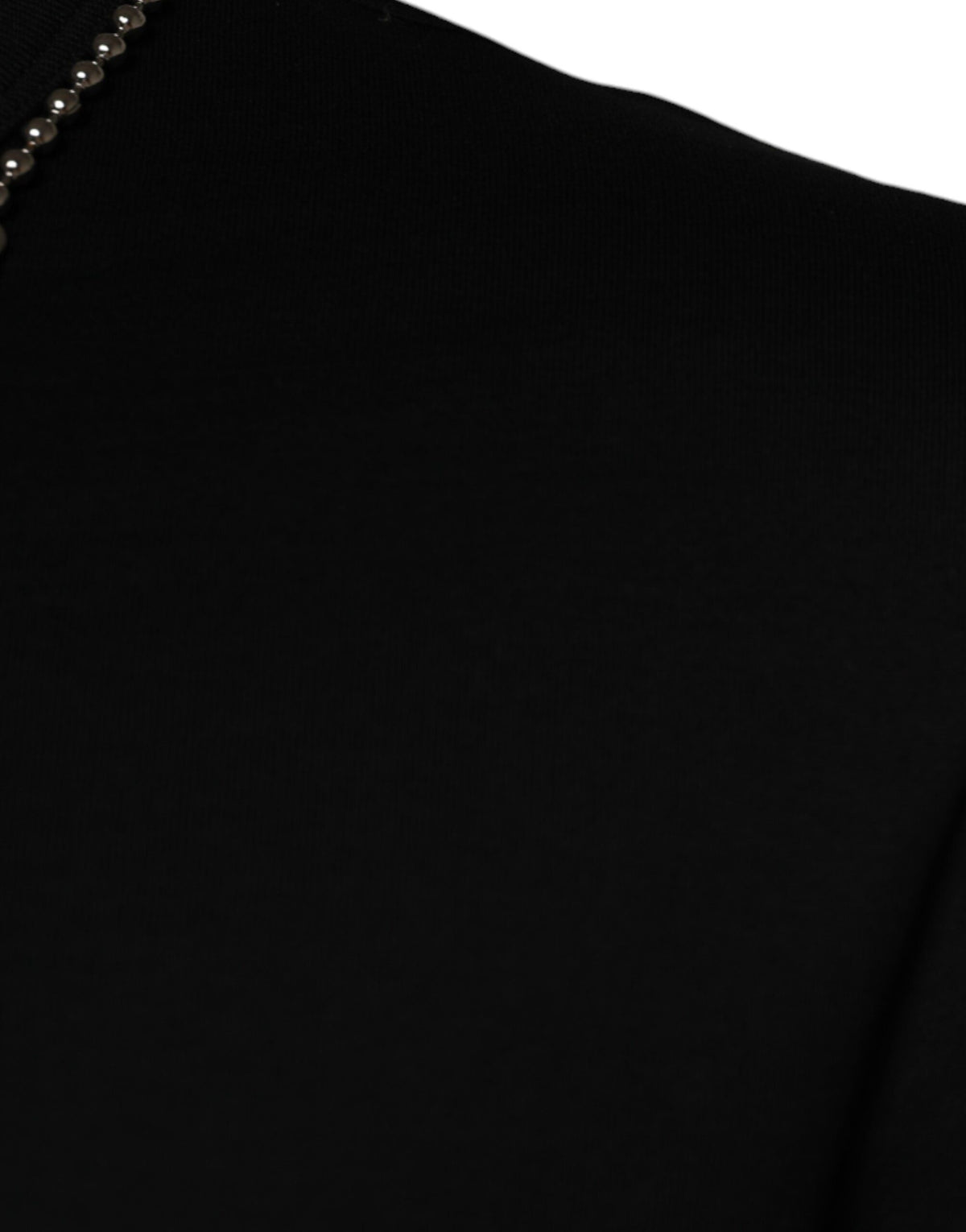Dolce &amp; Gabbana Schwarzes Baumwoll-T-Shirt mit Halskettenverzierung