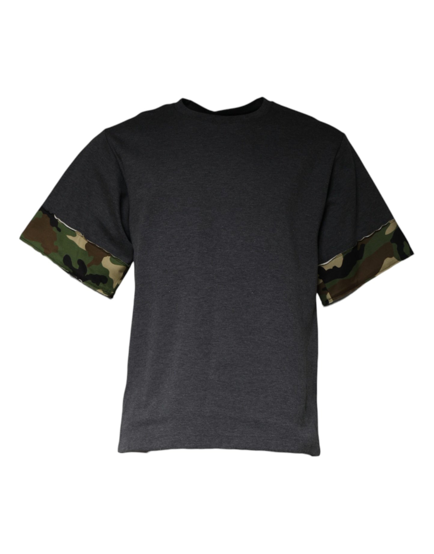 Dolce &amp; Gabbana – Dunkelgraues Camouflage-T-Shirt mit Rundhalsausschnitt