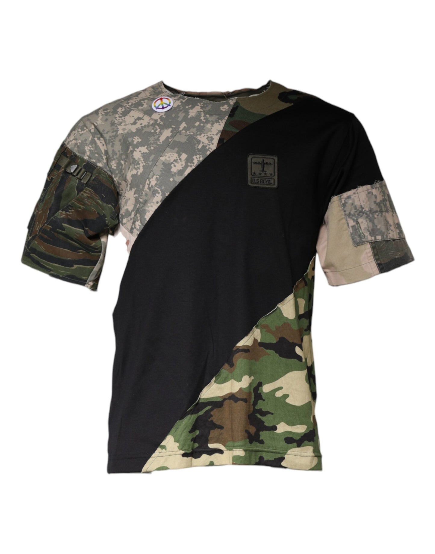 Dolce &amp; Gabbana Mehrfarbiges Camouflage-T-Shirt aus Baumwolle mit Rundhalsausschnitt