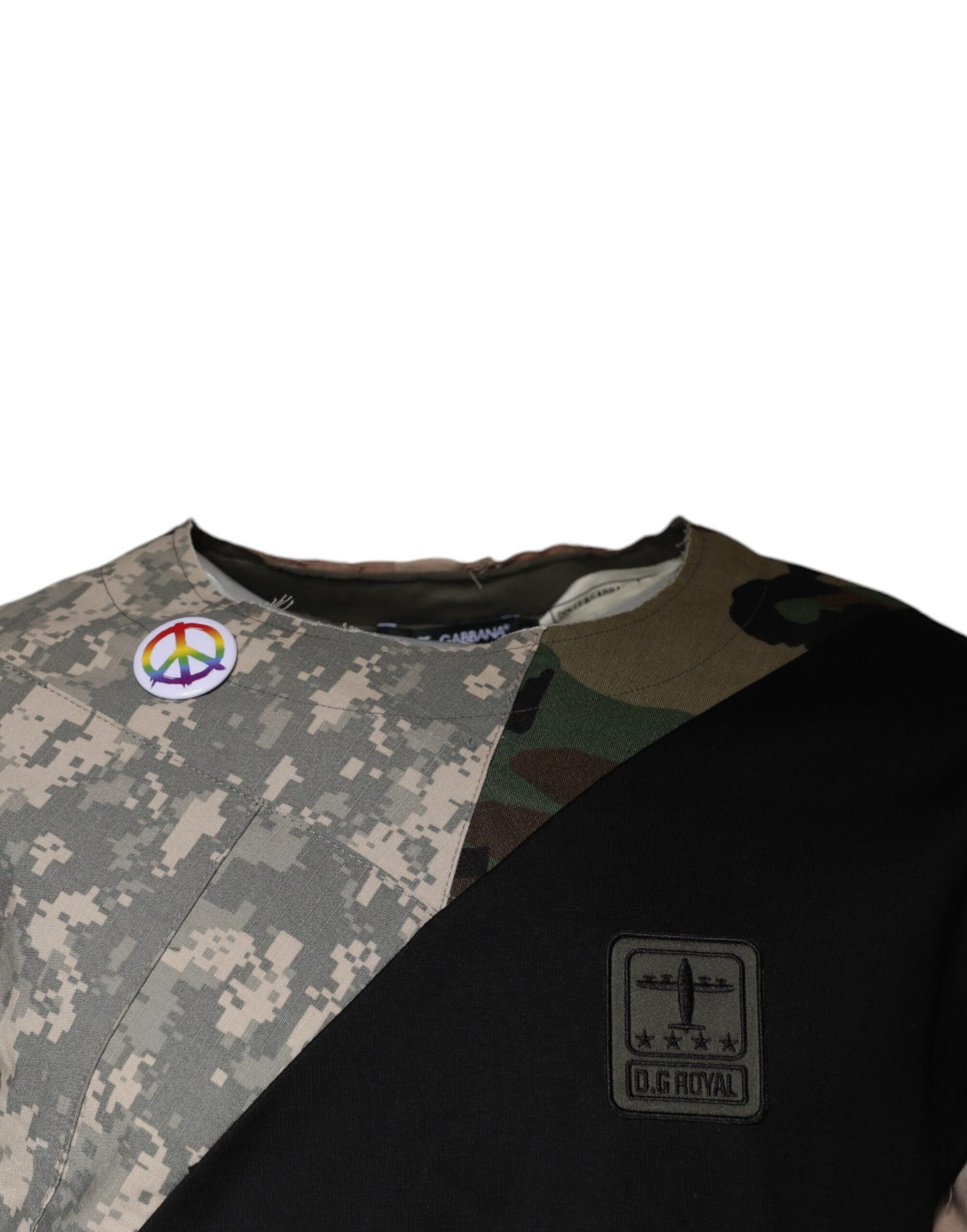 Dolce &amp; Gabbana Mehrfarbiges Camouflage-T-Shirt aus Baumwolle mit Rundhalsausschnitt