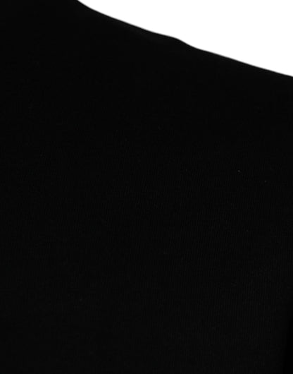 Dolce &amp; Gabbana Schwarzes Kurzarm-T-Shirt aus Baumwolle mit Leopardenmuster