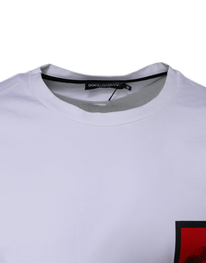 Dolce &amp; Gabbana – Weißes Baumwoll-T-Shirt mit rotem Lippen-Print