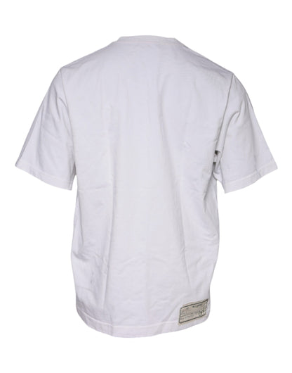 Dolce &amp; Gabbana Weißes T-Shirt aus Baumwolle mit Rundhalsausschnitt „Love &amp; Peace“