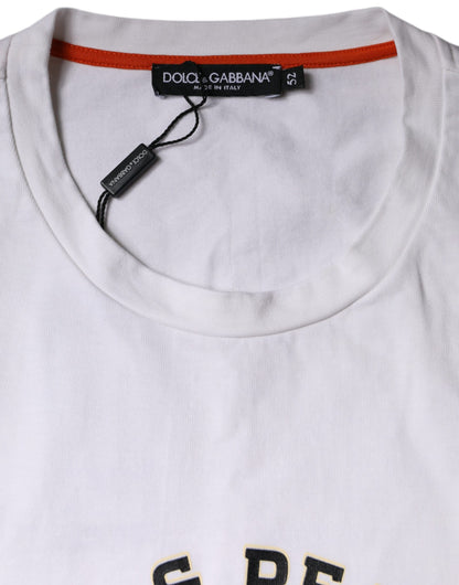 Dolce &amp; Gabbana Weißes T-Shirt aus Baumwolle mit Rundhalsausschnitt „Love &amp; Peace“