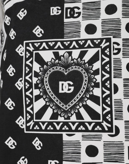 Dolce &amp; Gabbana – Weißes Baumwoll-T-Shirt mit kurzen Ärmeln und Bandana-Print