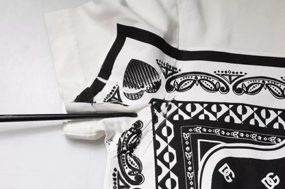 Dolce &amp; Gabbana – Weißes Baumwoll-T-Shirt mit kurzen Ärmeln und Bandana-Print