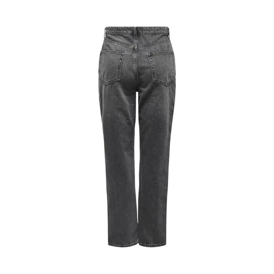Only – Graue Mom-Jeans aus Baumwolle