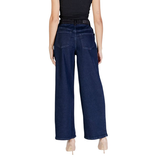 ICHI Blue Cotton Casual Pants
