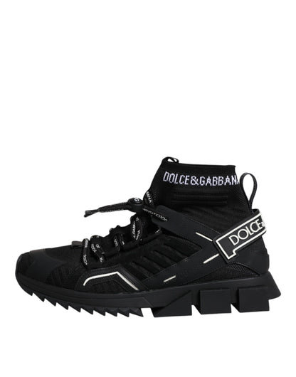 Dolce &amp; Gabbana Schwarz Sorrento Logo Männer Sneakers Socken Schuhe
