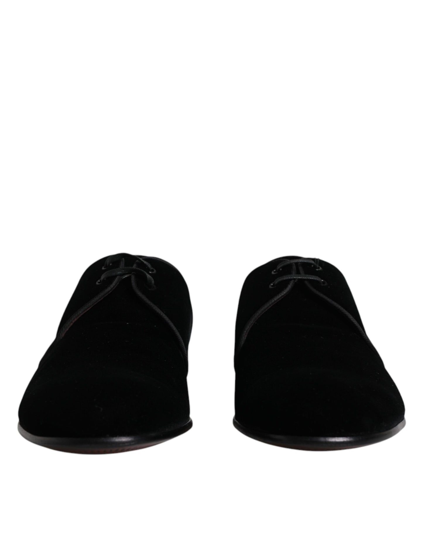Dolce &amp; Gabbana – Derby-Schnürschuhe aus schwarzem Samt und Leder