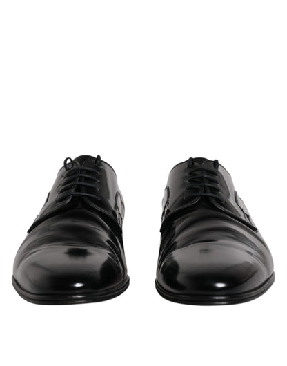 Dolce &amp; Gabbana – Schwarze Derby-Schuhe aus Leder mit Schnürung