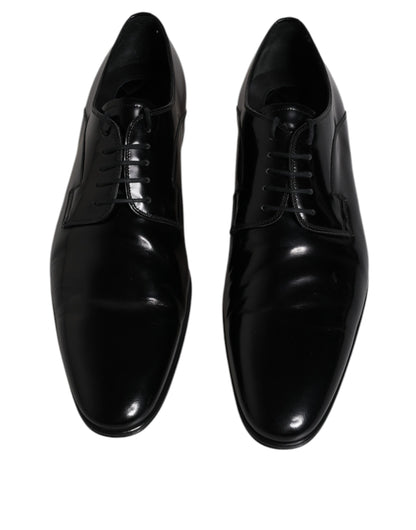 Dolce &amp; Gabbana – Schwarze Derby-Schuhe aus Leder mit Schnürung