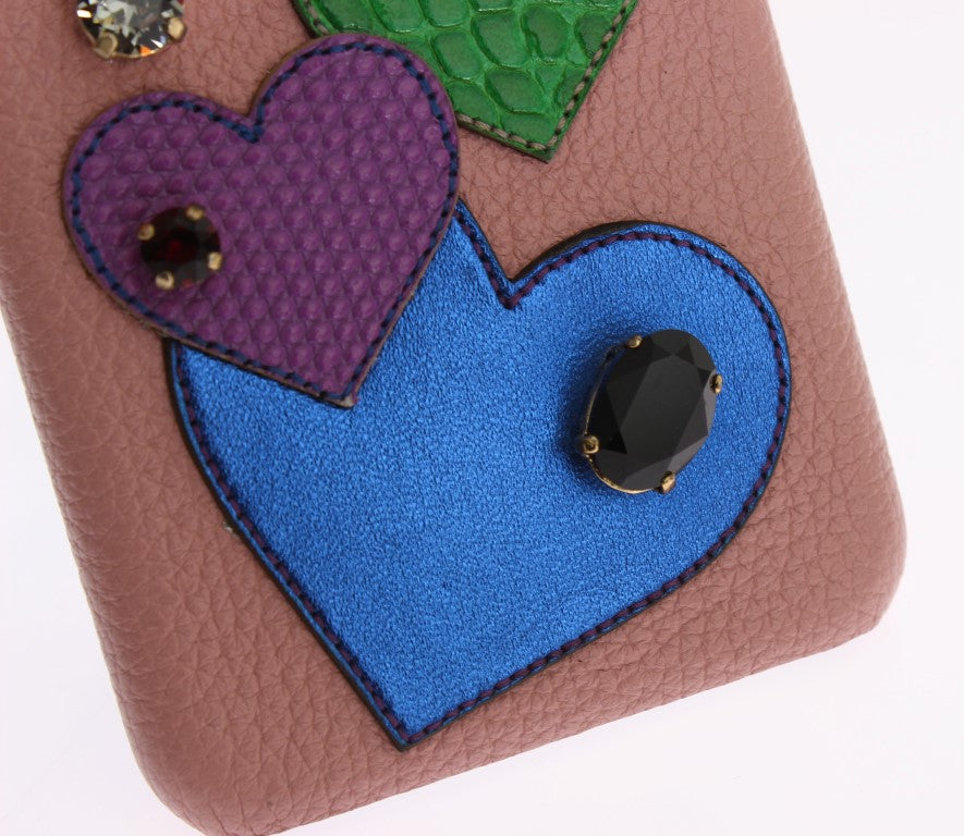 Dolce &amp; Gabbana – Rosa Leder-Handyhülle mit Herz-Kristall