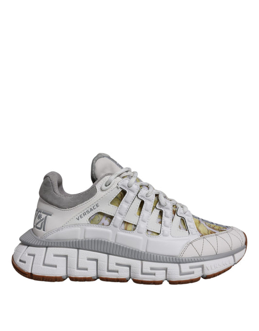 Versace – Weiße Sneakers mit Trigreca-Barocco-Print und niedrigem Schaft
