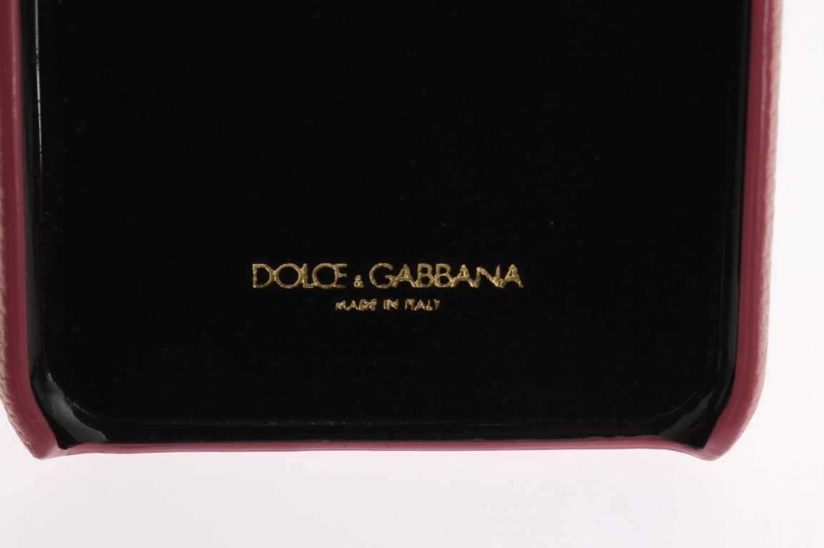 Dolce &amp; Gabbana – Rosa Leder-Handyhülle mit Herz-Kristall