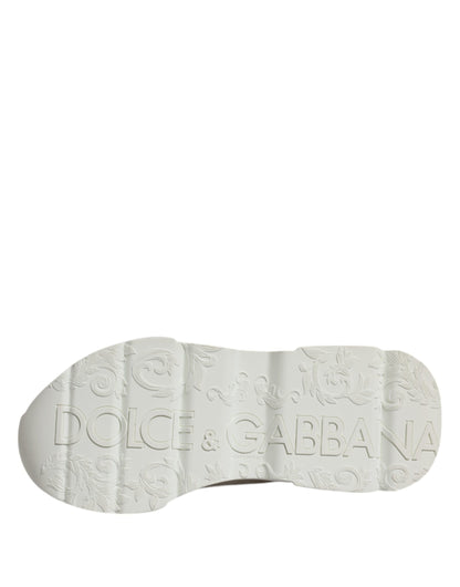 حذاء سنيكرز دولتشي آند غابانا دايماستر منخفض الرقبة من الجلد الأبيض