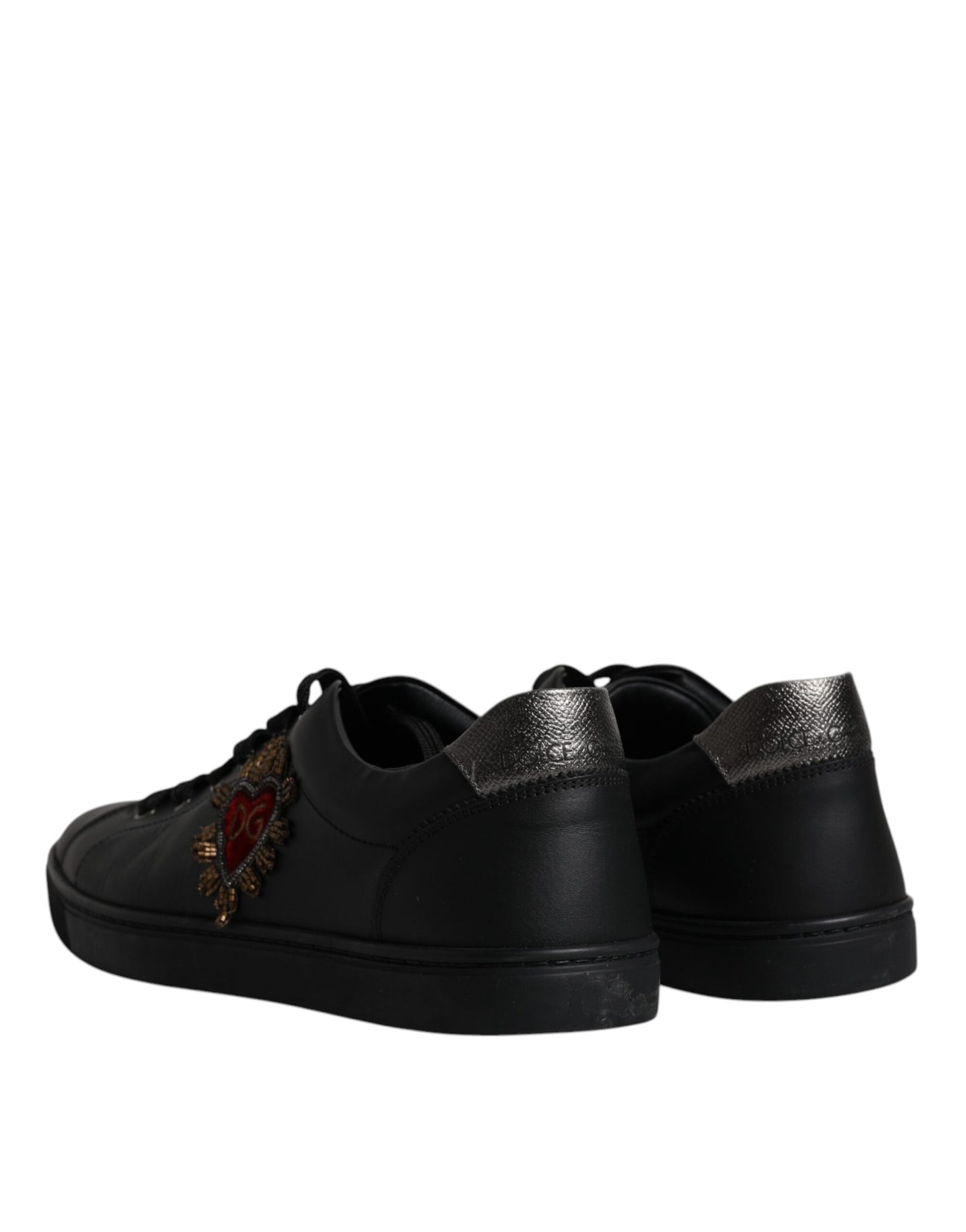 Dolce &amp; Gabbana London Heart Herren Sneakers aus schwarzem Leder