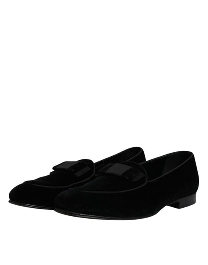 Dolce &amp; Gabbana – Schwarze Loafer aus Samt für formelle Herren