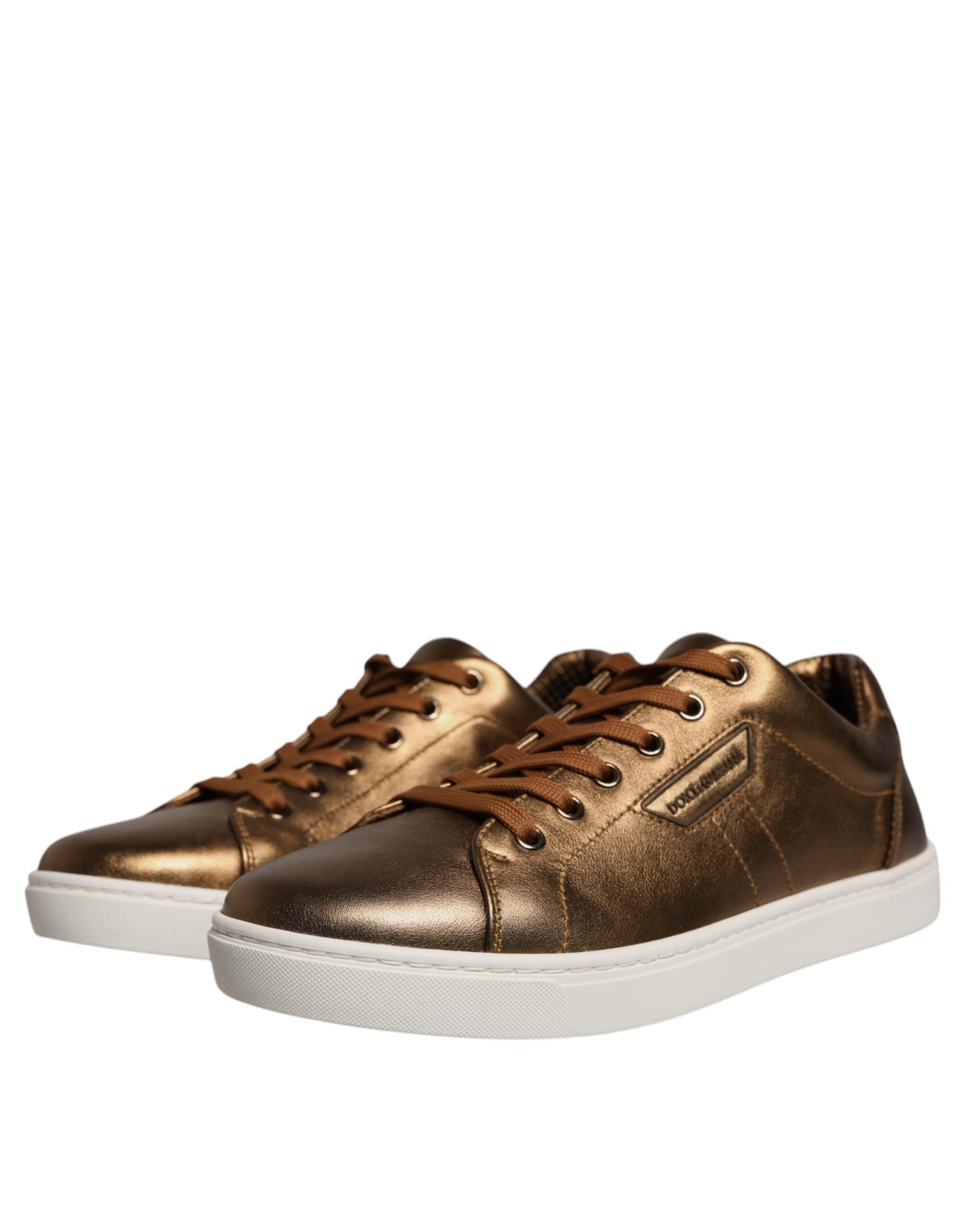 Dolce &amp; Gabbana London Herren Sneaker aus goldenem Leder mit Logo