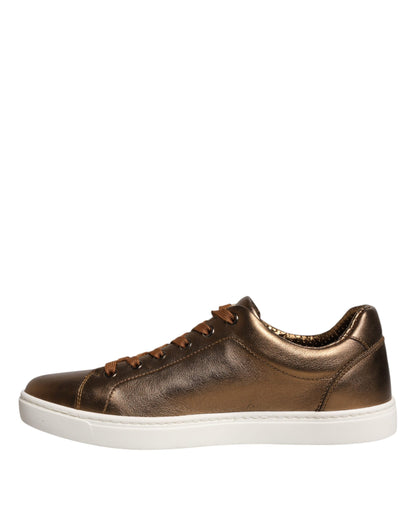 Dolce &amp; Gabbana London Herren Sneaker aus goldenem Leder mit Logo