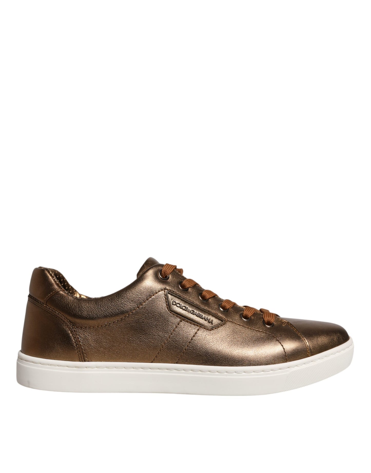 Dolce &amp; Gabbana London Herren Sneaker aus goldenem Leder mit Logo