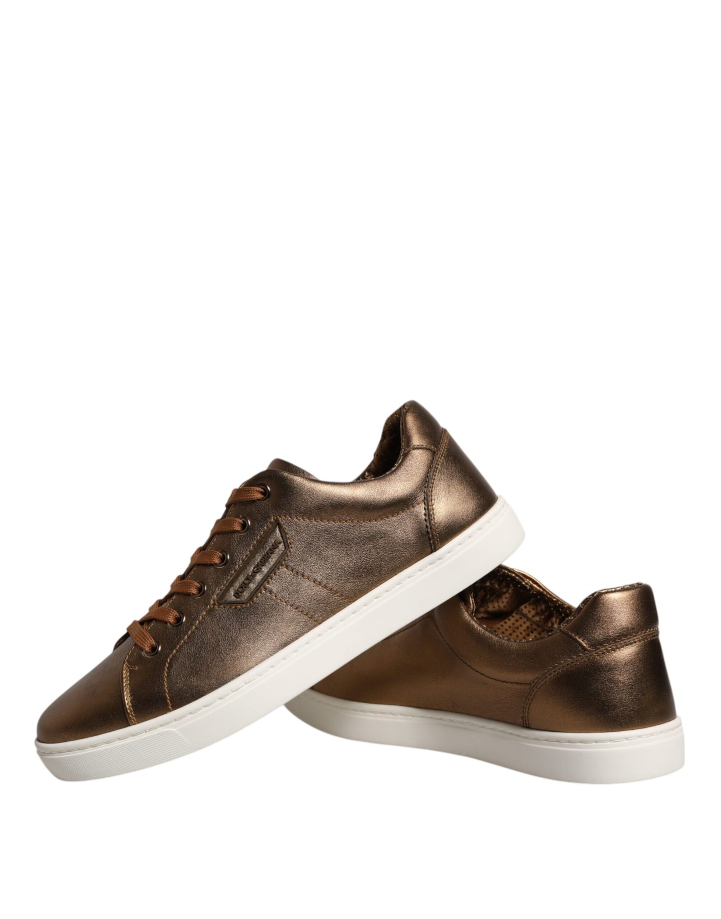 Dolce &amp; Gabbana London Herren Sneaker aus goldenem Leder mit Logo